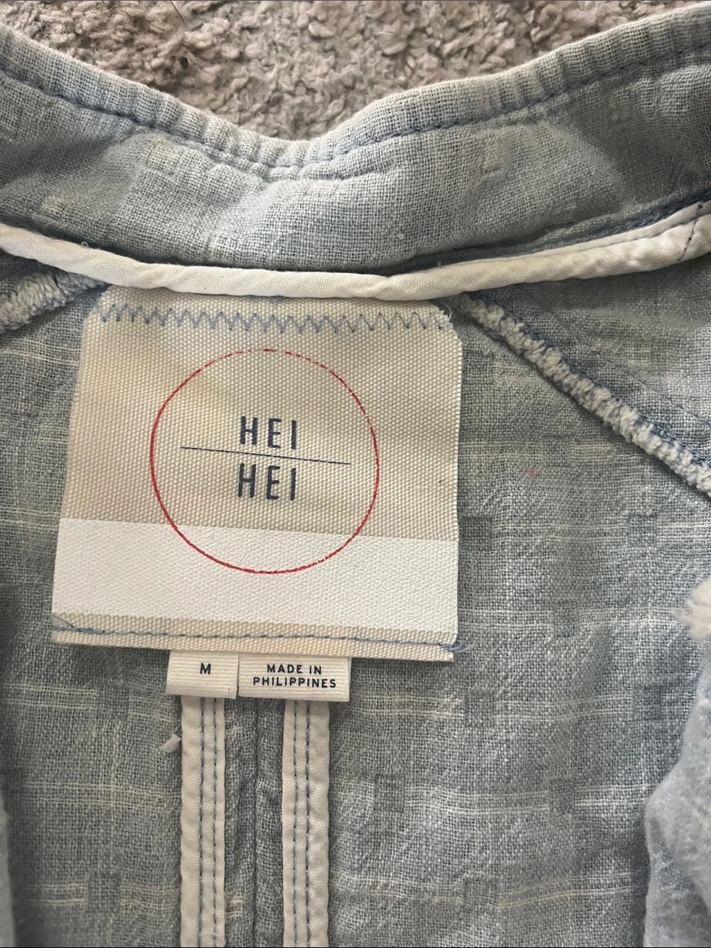 Hei Hei Anthro Light Blue Draped Denim Chambray Festival Cotton Vest Medium
